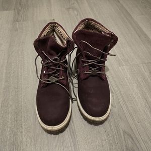 Women's Timberland Boots deep purple in color